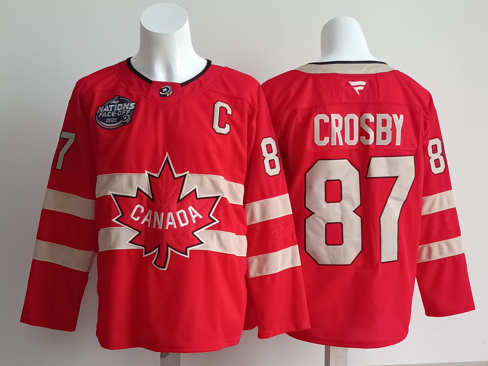 Men Canada #87 Crosby Red 2025 Fanatics Home Premium NHL Jersey style 1